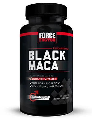 Black Maca Root Vitality Supplement for Men with Superior Absorption and Power, Natural Maca Negra Extract, Fundamentals Series, 1000mg, Force Factor, 60 Capsules - Black Maca