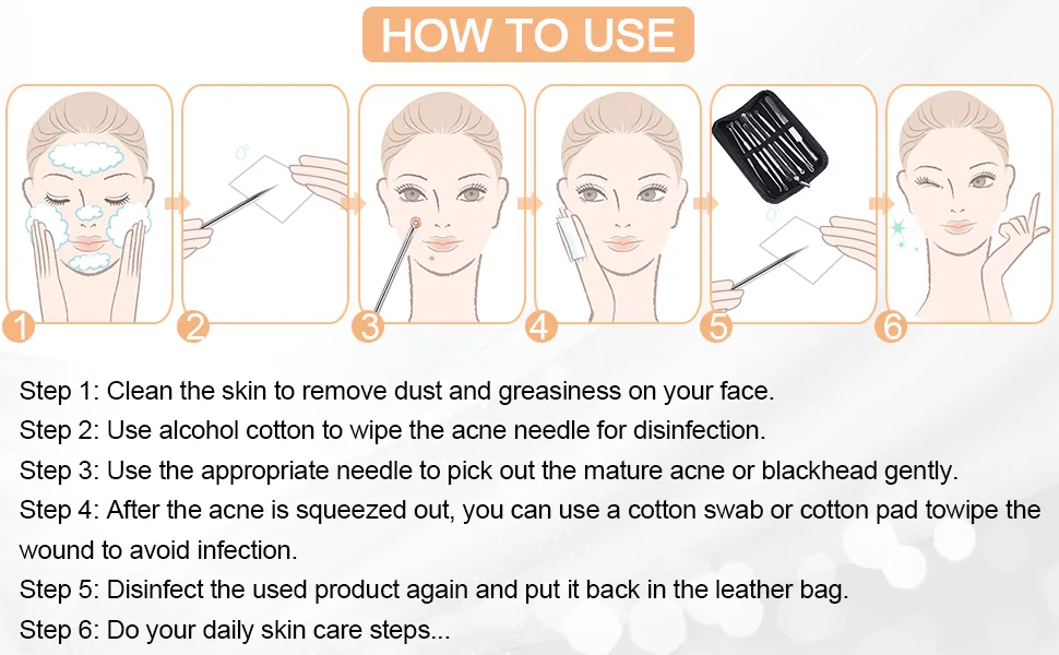 Black Head Remover Pimple Popper Tool Kit 10 Pcs, Comedone Pimple Extractor Tool, Acne Kit for Blackhead, Whitehead Popping, Zit Removing(Silver) 1-silver - product information 5
