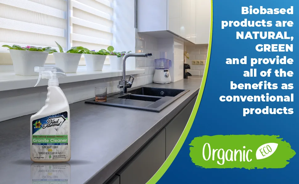 Black Diamond Stoneworks Granite Counter Cleaner: USDA Certified BIOBASED- Safe for Granite, Quartz, Marble, Travertine, Countertops 1 Quart - granite cleaner