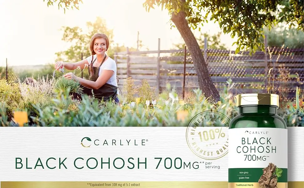 Black Cohosh Capsules | 700mg | 300 Count | Non-GMO, and Gluten Free Formula | Black Cohosh Root Extract Supplement | by Carlyle - Black Cohosh 540mg