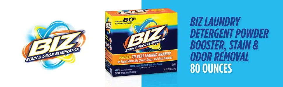 Biz Laundry Detergent Powder Booster, Stain & Odor Removal - 80 Ounces - product information 1