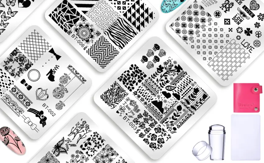 Biutee Nail Stamping Plates Set 12pcs Nail Plates 1stamper 1scraper 1storage bag Nail plate Template Image Plate Stencil Nails Tool (C) 14 Piece Set - product information 2