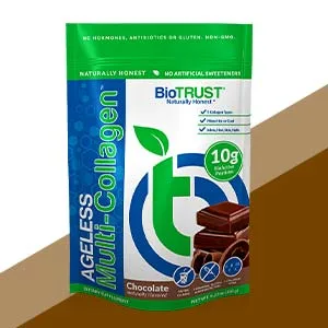 BioTrust Ageless Multi Collagen Protein a 5-in-1 Collagen Powder, 5 Collagen Types, Hydrolyzed Collagen Peptides, Grass-Fed Beef, Sustainable Fish, Chicken and Eggshell Membrane (Unflavored) - Chocolate