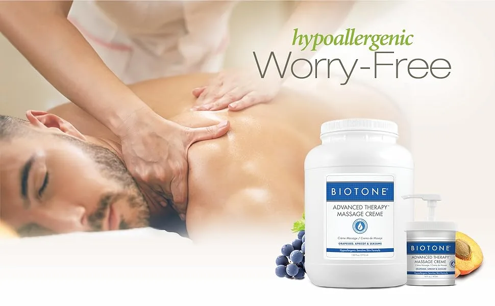BIOTONE Advanced Therapy Massage Creme, Hypoallergenic and Fragrance-Free, Ideal Glide and Workability, Less Reapplications, Non-Greasy Finish 16 Fl Oz (Pack of 1) - main