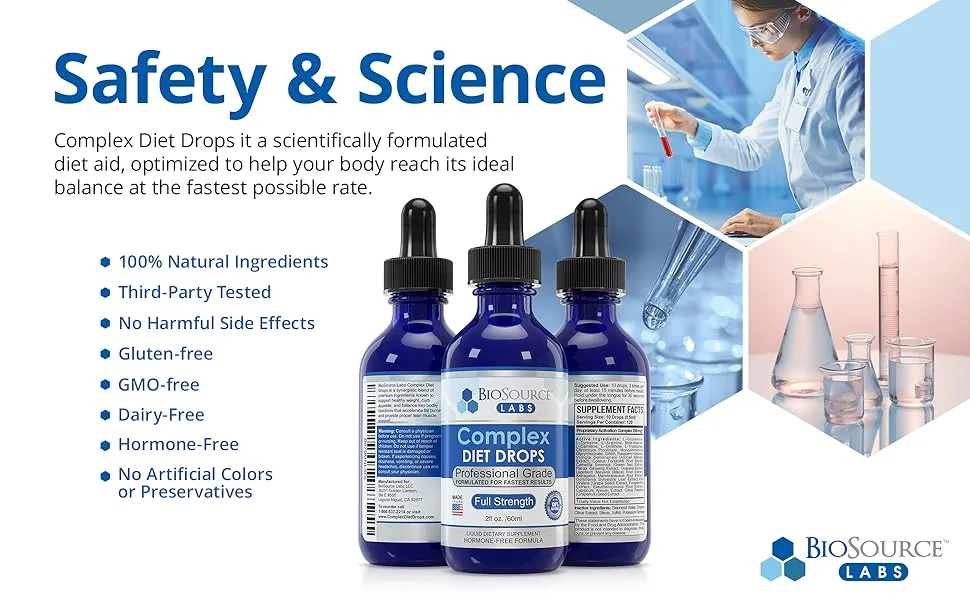 BioSource Labs Complex Diet Drops  Best Natural Weight Management Drops for Men and Women (1 Bottle, 2 fl oz) 2 Fl Oz (Pack of 1) - Safety & science 100% percent natural ingredients no harmful side effects gluten free gmo dairy