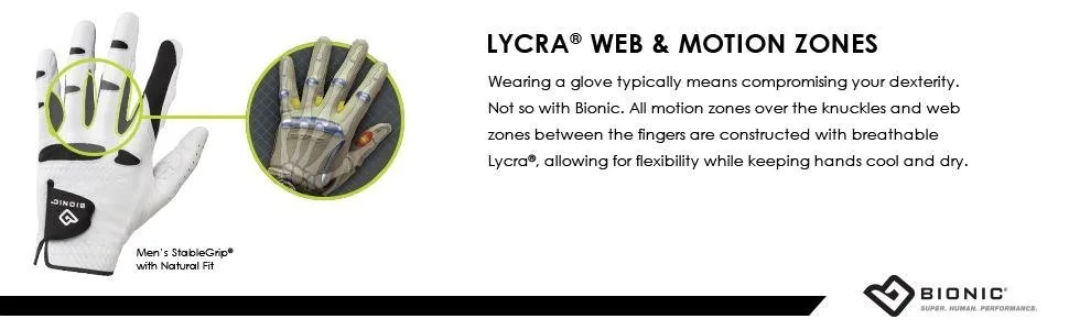 BIONIC Bionic Gloves Mens StableGrip Golf Glove White X-Large - product information 5