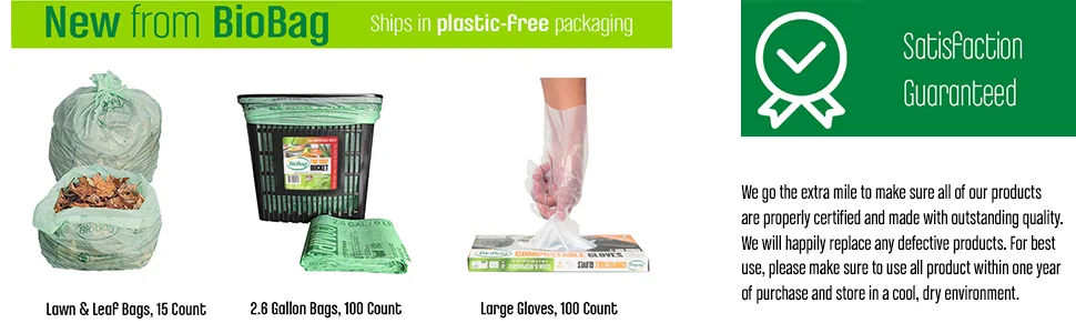 BioBag (USA), The Original Compostable Bag, 13 Gallon, 48 Total Count, 100% Certified Compostable Kitchen Food Scrap Bags, Kitchen Compost Trash Bin Compatible Green 48 Count (Pack of 1) - New From BioBag