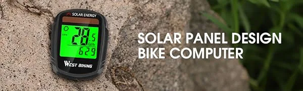 Bike Computer with Solar Energy Bicycle Speedometer and Odometer Wireless Waterproof Cycling Computer LCD Backlight Automatic Wake-up & Multi-Functions - bike computer