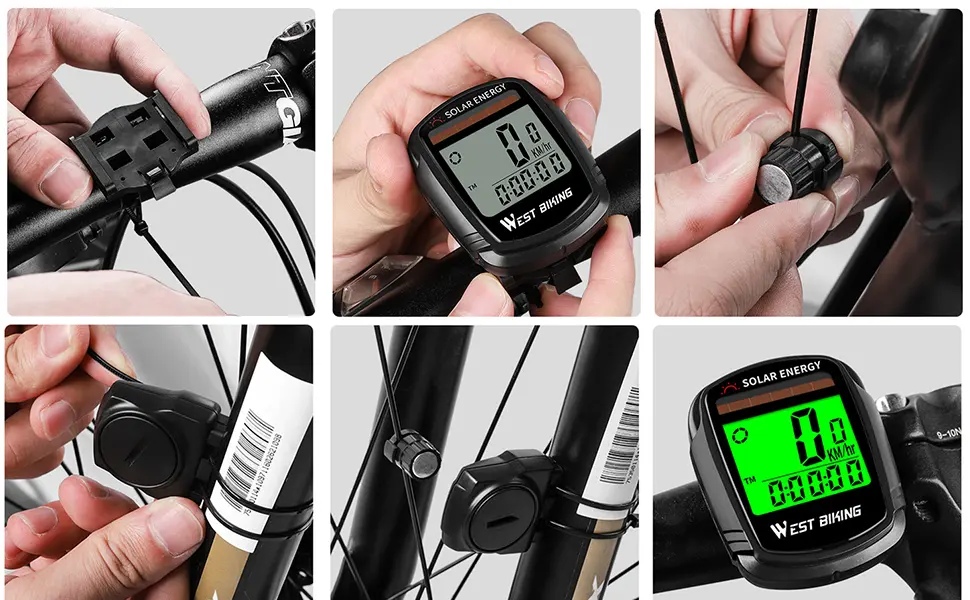 Bike Computer with Solar Energy Bicycle Speedometer and Odometer Wireless Waterproof Cycling Computer LCD Backlight Automatic Wake-up & Multi-Functions - wireless bike speedometer odometer waterproof bicycle computer bike computer automatic wake-up
