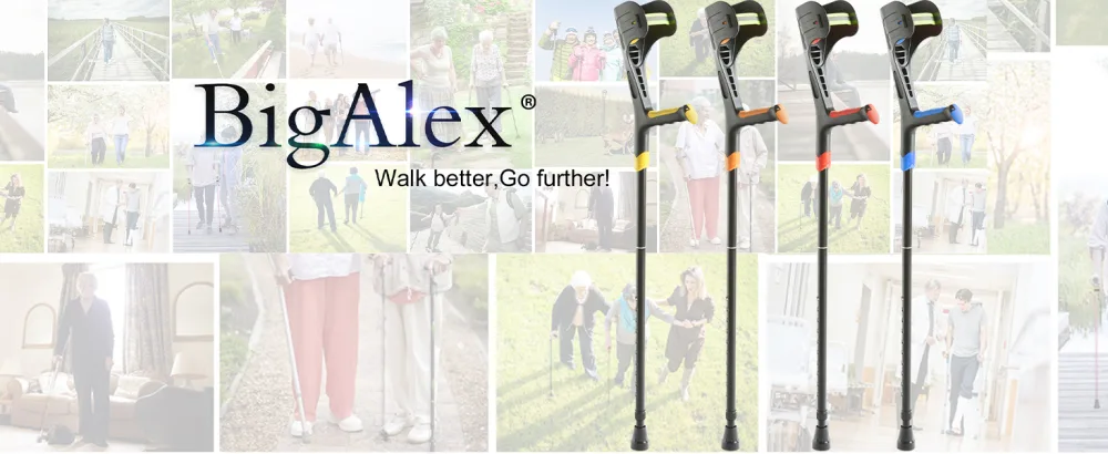 BigAlex Forearm Crutches for Adults (1 Pair) Lightweight Adjustable Arm Crutch with Soft Handle Non-Slip Base and Anti-Dorp Cuff(Blue) - BigAlex Forearm Crutches