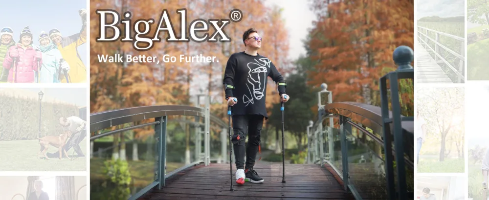 BigAlex Forearm Crutches for Adults (1 Pair) Lightweight Adjustable Arm Crutch with Soft Handle Non-Slip Base and Anti-Dorp Cuff(Blue) - BigAlex Forearm Crutches