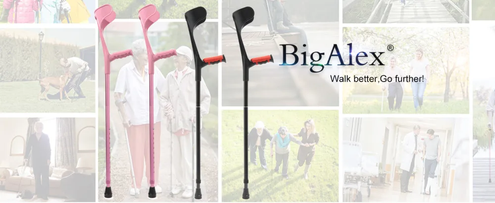 BigAlex Forearm Crutches - Lightweight Arm Crutch - Adjustable, Ergonomic - Comfortable on Wrist - Non Skid Rubber Tips (Black(2 pcs)) - BigAlex Forearm Crutches