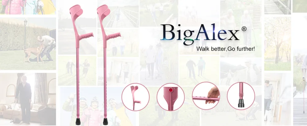 BigAlex Forearm Crutches - Lightweight Arm Crutch - Adjustable, Ergonomic - Comfortable on Wrist - Non Skid Rubber Tips (Black(2 pcs)) - BigAlex Forearm Crutches