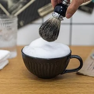 Bicrops Ceramic Retro Shaving Bowl , Wide Mouth, Large Capacity Shaving Mug, Easier To Lather (Off-white) - Retro flair