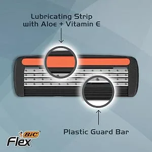BIC Hybrid Flex 4 Titanium Men's Disposable Razors, For a Smooth, Ultra-Close and Comfortable Shave, 4 Cartridges + 1 Handle (SH4KP4C-BLA) 1 Handle 4 Cartridges - BIC Flex 4 Sensitive Hybrid Men