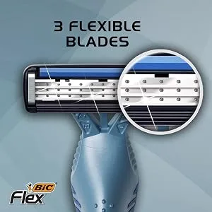 BIC Flex 3 Titanium Mens Disposable Razors With 3 Blades, Ideal Razor For Face and Body Shaving, 8 Piece Razor Kit for Men 8 Count (Pack of 1) - BIC Flex 3 Men