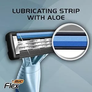 BIC Flex 3 Titanium Mens Disposable Razors With 3 Blades, Ideal Razor For Face and Body Shaving, 8 Piece Razor Kit for Men 8 Count (Pack of 1) - BIC Flex 3 Men