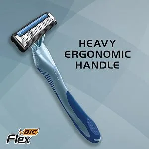 BIC Flex 3 Titanium Mens Disposable Razors With 3 Blades, Ideal Razor For Face and Body Shaving, 8 Piece Razor Kit for Men 8 Count (Pack of 1) - BIC Flex 3 Men