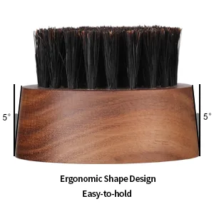 BFWood Beard Brush for Men - Boar Bristles Small and Round - Black Walnut Wood - beard brush