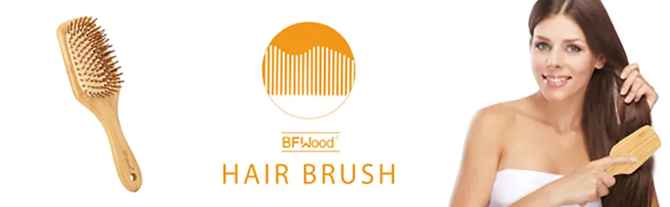 BFWood Bamboo Paddle Hairbrush with Bamboo Bristles for Massaging Scalp pin bristle - BFWood