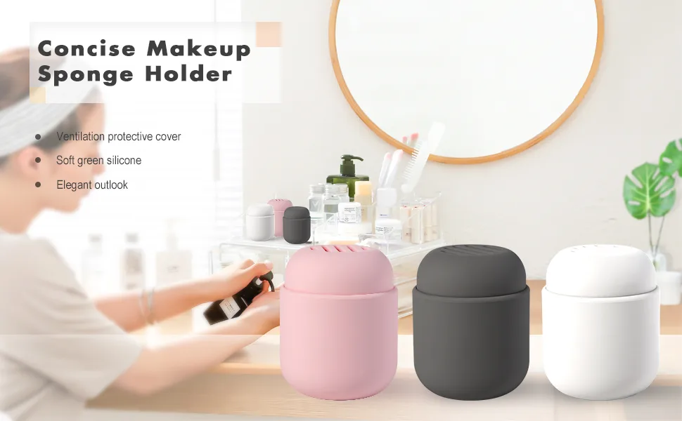 BEZOX Makeup Sponge Holder, Cosmetic Blender Silicon Travel Case, Make-up Face Sponges Container (BLENDER NOT INCLUDED) - Pink - bezox concise makeup sponge holder silicone makeup egg holding case