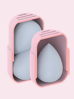 BEZOX Makeup Sponge Holder, Cosmetic Blender Silicon Travel Case, Make-up Face Sponges Container (BLENDER NOT INCLUDED) - Pink - silicone beauty blender case technique make up sponge real techniques sponge holder