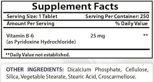 Best Naturals Vitamin B-6 25 Mg Tablets, 250 Count 250 Count (Pack of 1) - product information 3