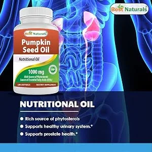 Best Naturals Pumpkin Seed Oil Bladder Control 1000 mg 180 Softgels 180 Count (Pack of 1) - product information 3