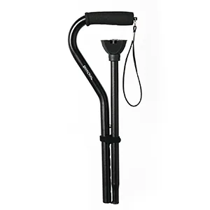 BeneCane Walking Cane for Men & Women Adjustable Cane with Offset Soft Cushioned Handle -Portable Lightweight Sturdy Mobility Walker Aid for Elderly, Seniors Collapsible Cane Black - folding cane