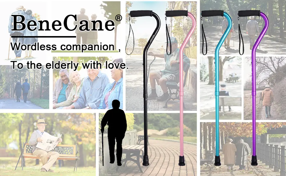 BeneCane Walking Cane for Men & Women Adjustable Cane with Offset Soft Cushioned Handle -Portable Lightweight Sturdy Mobility Walker Aid for Elderly, Seniors Collapsible Cane Black - product information 11