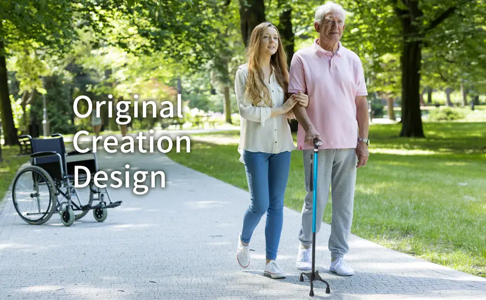 BeneCane Quad Cane Walking Cane with Two Led Lights with Big Base T Handle&Lightweight Adjustable Walking Stick Four Pronged Sturdy for Men and Women PINK - BeneCane Walking Cane with LED LIGHT