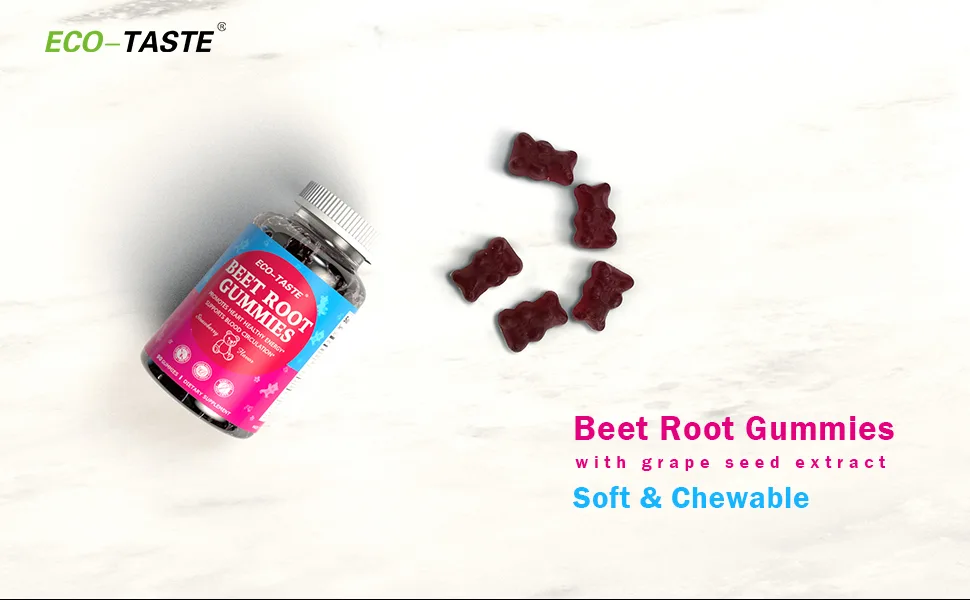 Beet Root Gummies, Strawberry Flavor, Formulated with Grape Seed Extract and Concentrated Beetroot, 90 Soft Chews - Beet root gummies with grape seed extract