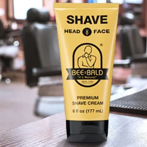BEE BALD SHAVE Premium Shave Cream Goes On Light & Slick For A Shave That's Incredibly Smooth & Quick For Both Face And Head, 6 Fl. Oz. - Barber Shop Quality