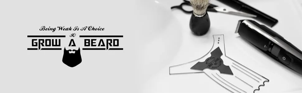 Beard Shaper & Beard Shaping Tool for Men, Beard Lineup Guide Template, Perfect for Styling and Edging, Includes Dual Action Beard Comb & Barber Pencil Liner - Beard Shaper