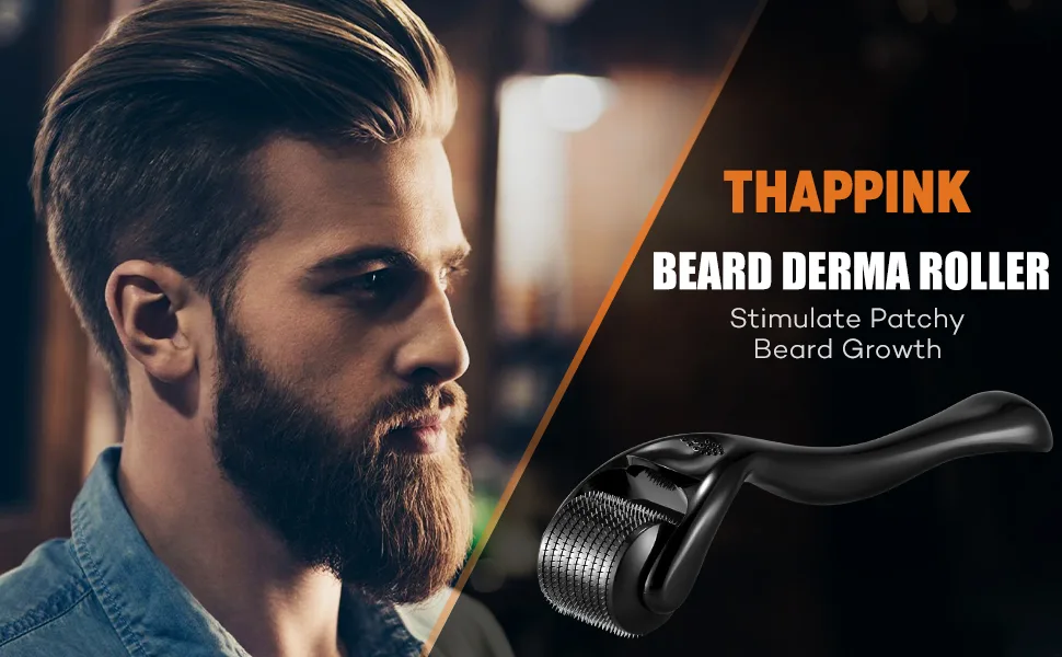 Beard Derma Roller Microneedle Roller for Beard Growth, 0.25mm Derma Roller for Patchy Beard Growth Black - BG01