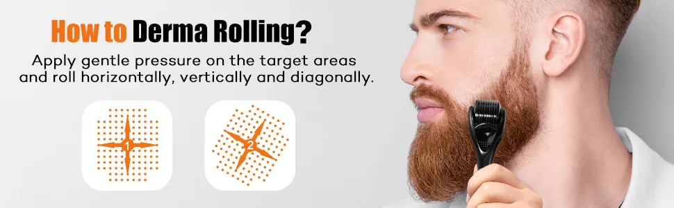 Beard Derma Roller Microneedle Roller for Beard Growth, 0.25mm Derma Roller for Patchy Beard Growth Black - BG07