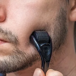 Beard Derma Roller Microneedle Roller for Beard Growth, 0.25mm Derma Roller for Patchy Beard Growth Black - BG07