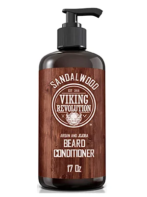 Beard Conditioner w/Argan & Jojoba Oils - Softens & Strengthens - Sandalwood Scent - Beard Conditioner w/Beard Oil (17oz Conditioner) - Beard wash