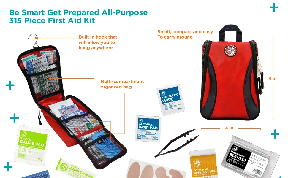 Be Smart Get Prepared 330 Piece First Aid Kit, All-Purpose - 315pc top