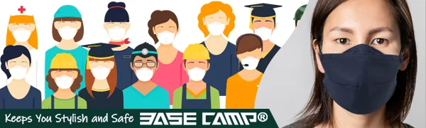 BASE CAMP Reusable Cloth Face Masks 100% Cotton Washable Adjustable Breathable Fabric Mask with Filter Pocket 1black+1green - BASE CAMP Cloth Face Mask Reusable Washable