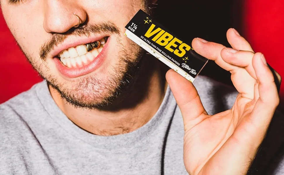 Vibes Rolling Papers 1.25 Natural Hemp Paper With Chlorine Free Technology and Arabic Gum 50 Count Display Box (50 Sheets Per Pack) (Hemp 1.25 inches) - vibes ultra thin rolling paper