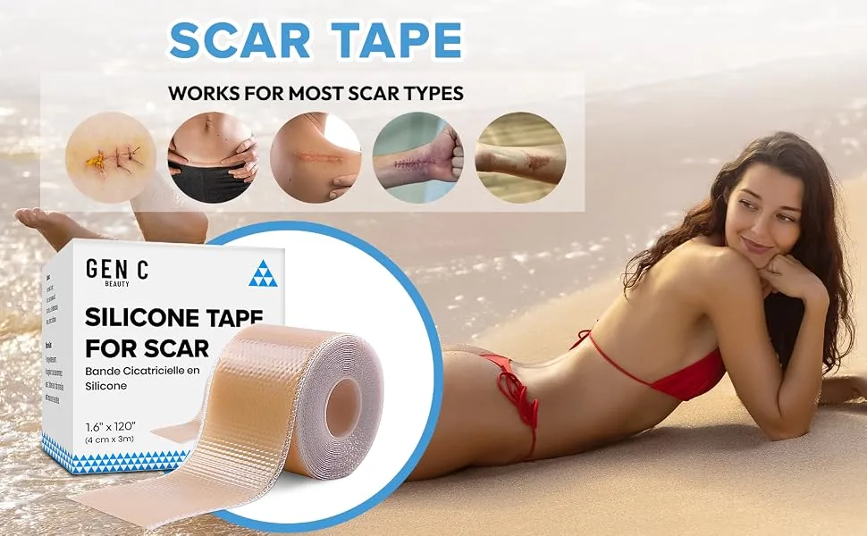 GEN'C B AUTY Silicone Scar Tape Scars Removal Strips Waterproof Scar Bandage(1.6 x 120 Roll) - ST-01