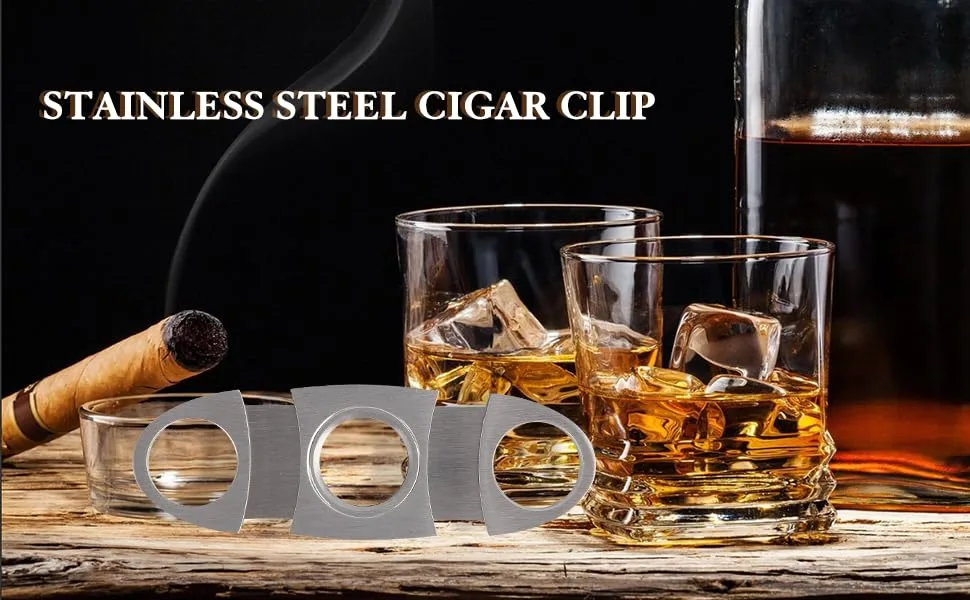 2 Pack Cigar Cutter with Protective Cover Stainless Steel Pocket Cigar Tool for Most Cigars (Silver) - product information 1
