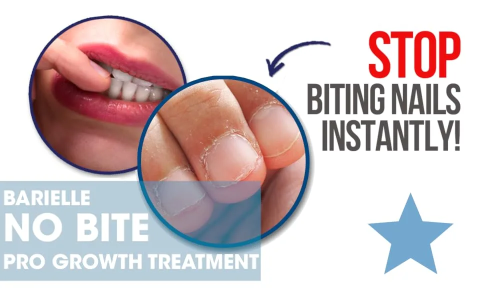 Barielle No Bite Pro Growth, 0.5 Ounce - Nail Biting Prevention Treatment for Adults & Children, Stops Nail Biting - MADE IN USA - No Bite Banner 2 BA1093