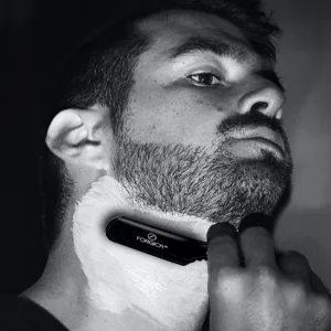Barber Straight Razor Professional Straight Edge Razor for Men -100 Derby Blades Double Ring Barber Razor Compatible with Double Edge Blade Beard Shaping tool (Black) - straight easy cut