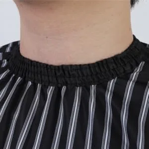 Barber Cape and Neck Duster Brush,Waterproof Polyester Salon Hair Cutting Cape, Haircut Cape with Adjustable Elastic Neckline Black and White Stripes - barber brush