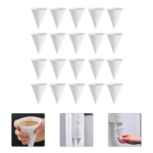 KICHOUSE 250 Pcs Cone Paper Cup Disposable Coffee Cup White Paper Cone Cups Water Glass Tube 4oz Wedding - product information 3