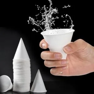KICHOUSE 250 Pcs Cone Paper Cup Disposable Coffee Cup White Paper Cone Cups Water Glass Tube 4oz Wedding - product information 5