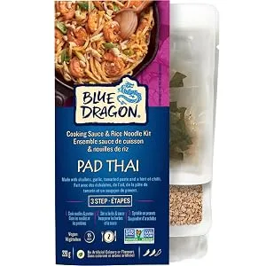 Blue Dragon 3 Step Pad Thai Meal Kit 6 Pack Vegetarian Vegan Non GMO Verified No Artificial Colours or Flavours - Blue Dragon Pad Thai