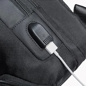 BANGE Sling Bag, Waterproof Men's Chest Bag Shoulder bags Crossbody Sling Backpack for Men Black(with Three Pockets) - USB charging